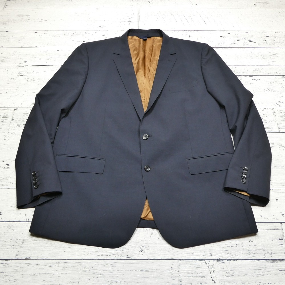 Max Davoli Baroni Super 150s Wool Suit Jacket Blazer Blue Mens Size 48R